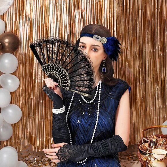 Women's Flapper Dress Sequin Fringe Beaded 1920s Costume Accessories - Picture 6 of 7